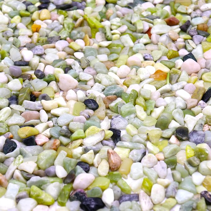 Green Jade Polished Rocks for Plants, Decorative Pebbles, 3/8 Inch, 10 lb