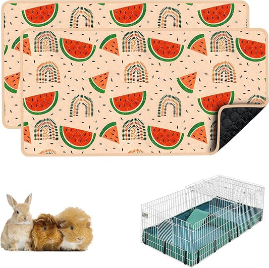 Guinea Pig Bedding, 49x24in 2 Pack Washable Guinea Pig Cage Liners, Waterproof Reusable & Anti Slip, Super Absorbent Guinea Pig Pee Pad for Midwest Cage, Small Animal, Rabbit, Bunny, Beige