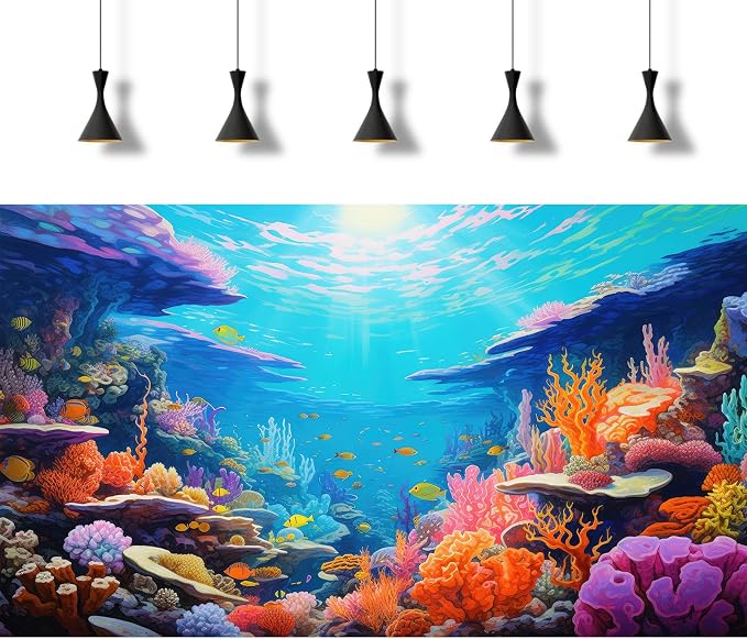 Underwater Scene Aquarium Background Under The Sea Coral Reefs Fish Tank Background Ocean Bottom Scene Diverse Marine Life Sunray Terrarium Backgrounds Tropical Undersea View Tank Backgrounds 30x18in