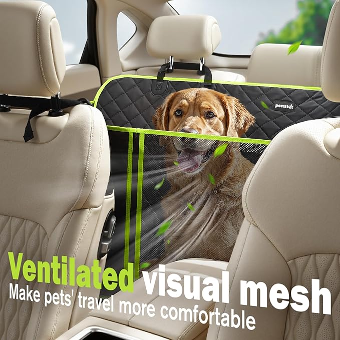Pecute Back Seat Extender for Dogs 56.29 * 28.74 in, Car Window Fixing for Maximum Car Protection, Leather Fabric Dog Car Seat Cover for Back Seat, Waterproof, Scratch-Resistant, Support to 330 lbs