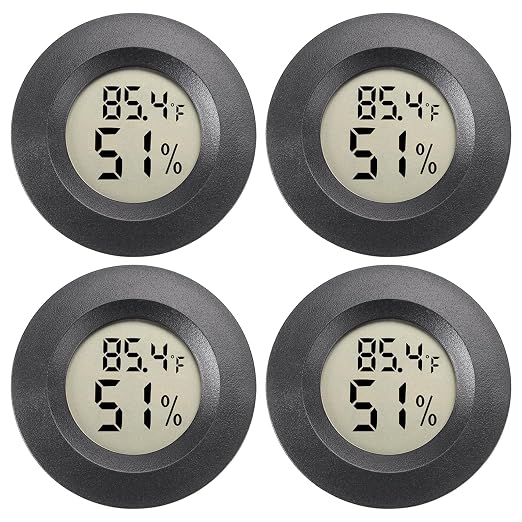 Hygrometer Thermometer Digital Humidity Meter 4 Pack | Mini Size,℉/℃ Conversion Indoor/Outdoor Humidity Monitor Reptile Thermometer For Greenhouse Garden Cellar