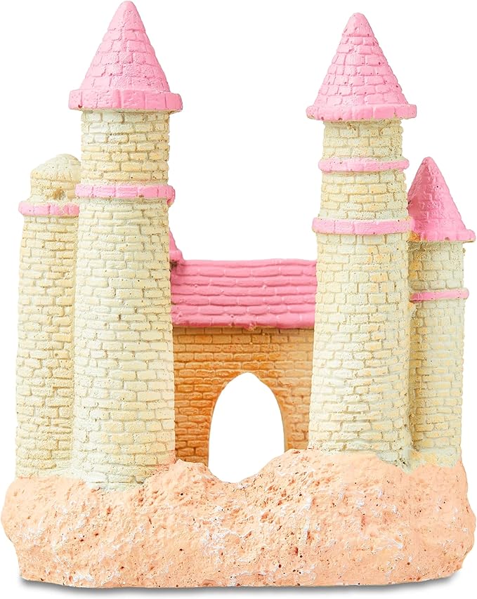 Aquarium Princess Castle Decoration - 4.09" x 3.14" x 5.03" Resin Castle Hideout, for Fish Tank and Aquarium Decoration