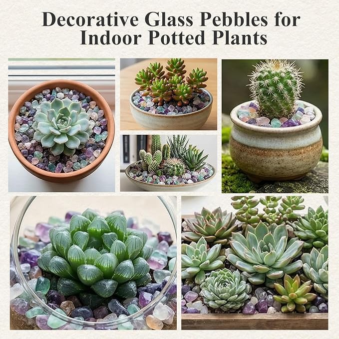 Quartz Crystals, Crushed Chips Tumbled Polished Stones | Assorted Succulent Rocks, Plant Gravels, Aquarium Fish Tank Gravel, Vase Filler