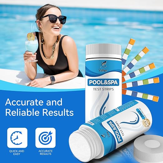 175-Count 7-Way Pool Test Strips,Water Chem Test Hot Tub Spa | Test Bromine,Total Alkalinity,pH,Free Chlorine,Total Hardness,Cyanuric Acid,and Total Chlorine