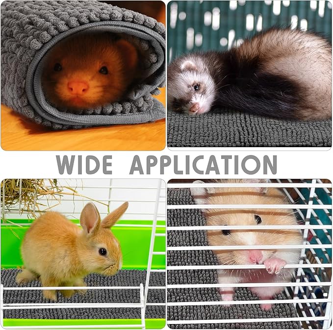 Amylove 4 Pcs Guinea Pig Cage Liner Washable Fleece Pee Pads Pet Dog Cat Bedding Training Mat for Small Animal Guinea Pig Puppy Bunny Hamster(12 x 12 Inch,Square,Dark Gray)