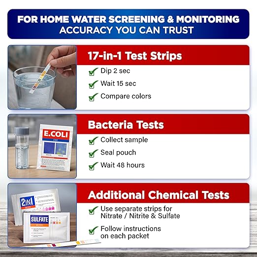 All-New 20 in 1 Drinking Water Testing Kit 120 Strips, Home Tap and Well Water Test Kit for Hardness, Lead, Iron, Copper, Chlorine, Fluoride