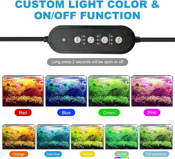 LED Aquarium Light, Full Spectrum Fish Tank Light with 9 Light Modes, Adjustable Timer/Brightness, 24/7 Mode Cycle Timer, Extendable Brackets for 12-22 Inch Freshwater/Saltwater Tank