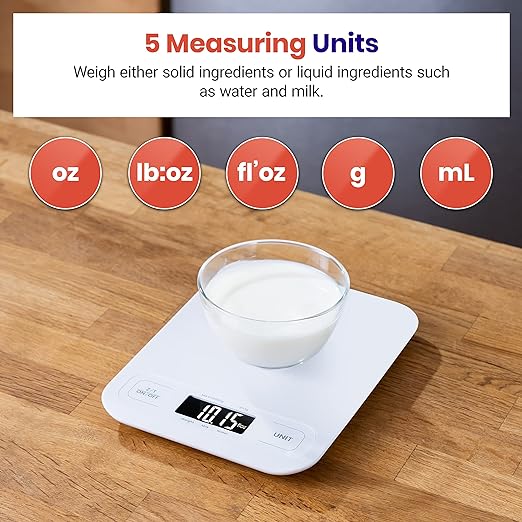 Etekcity Food Kitchen Scale, Digital Mechanical Weighing, Grams and Ounces for Weight Loss, Baking, Cooking, White