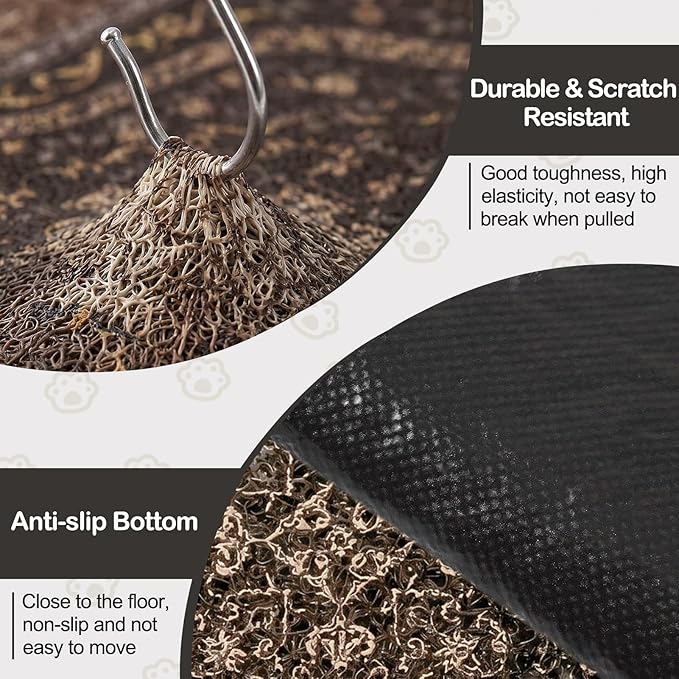 Glittme Cat Litter Mat with Non-Slip Bottom Litter Box Mat 33"X22" Litter Trapping Mat Easy to Clean Washable Cat Food Mat for Kitty,L
