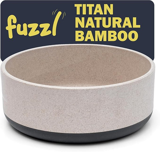 Fuzzl Titan Bamboo Dog Bowl Large with Ultra Grip Rubber Base Pet Bowl 9 Inch