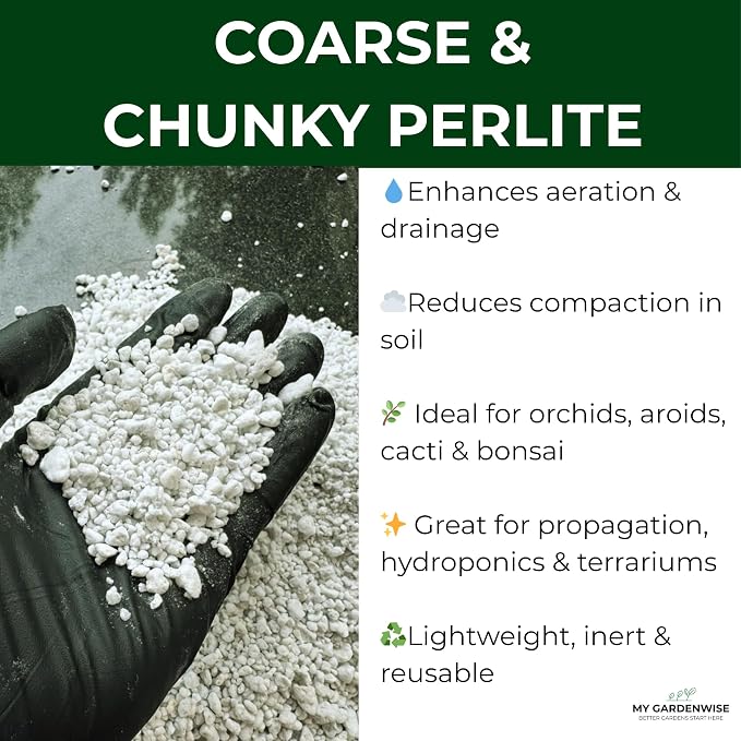 Perlite for Plants, Coarse and Chunky Horticultural Perlite, Organic Perlite for Gardening Indoor & Outdoor, Perlite Bulk Bag, Made in USA (20 quarts)