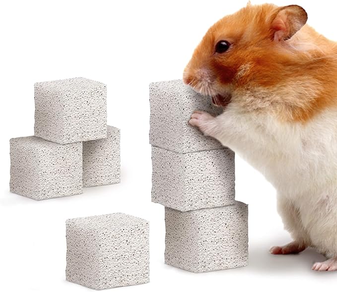 Meric CoCoo Grinding Stone for Small Pets, 1.6"x1.6"x1.6" Lava Rocks, Trims Pet Teeth, Smooths Claws, Adds Calcium to Diet, Chew Toys for Rabbits, Chinchillas, Hamsters & Guinea Pigs, 6pcs per Pack