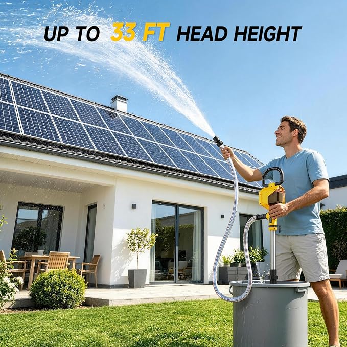 Brushless Stick Water Transfer Pump Compatible with DeWalt 20V Battery | (Tool Only,No Battery),720GPH Cordless Submersible Utility Pump with 36"Aluminum Barrel for Pool,Garden,Pond & Flooded Areas