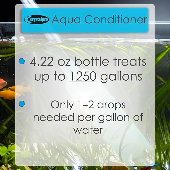 Crystalpro Aqua Conditioner - Treats 1250 Gallons - Aquarium Water Conditioner - Neutralizes Chlorine and Ammonia 4.2 Oz