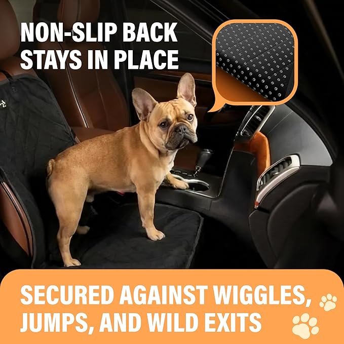 Active Pets Dog Car Seat Cover, Waterproof Front Seat Protector for SUV Truck Sedan, Pet Safety Travel Comfort System with Universal Fit, Grey