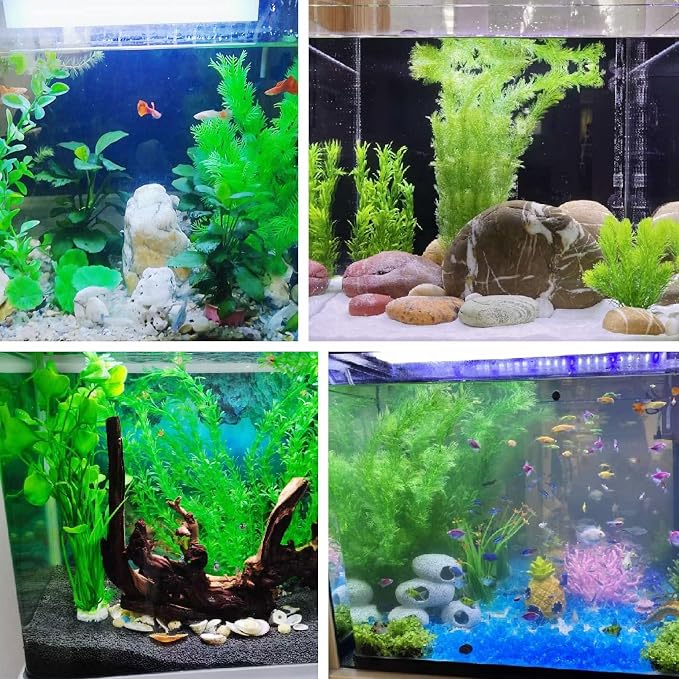 Tfwadmx Plastic Fish Tank Plants Decoration Artificial Seaweed Ornament for Fish Tank Decor Plastic Plant for Betta Shrimp 2 Pcs About 13 inch