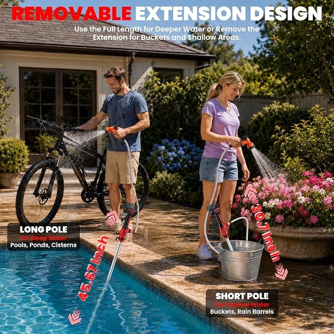 Cordless Stick Water Transfer Pump for Milwaukee 18V Batteries (Tool Only) | 720 GPH Brushless Electric Submersible Pump, Portable Sump & Utility Pump for Pool, Garden, Pond, Boat & RV