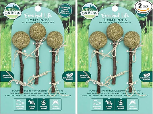 Oxbow Enriched Life Timmy Pops, Rabbit Toys, Guinea Pig Toys, Enrichment for Bunny, Guinea Pig, Hamster, Rabbit, Chinchilla, Timothy Hay, Chinchilla Cage Accessories, Small Pet Accessories for Cage