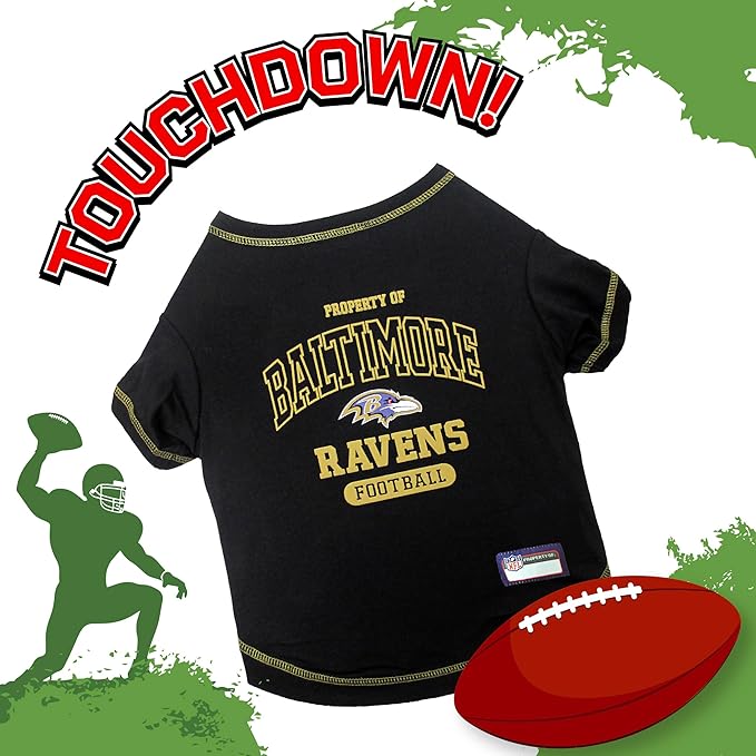 NFL Baltimore Ravens Dog T-Shirt for Pets, Size X-Large. Officially Licensed Pet Shirt with Team Logo, Soft Stretchable Comfort Fit Apparel for Dogs & Cats