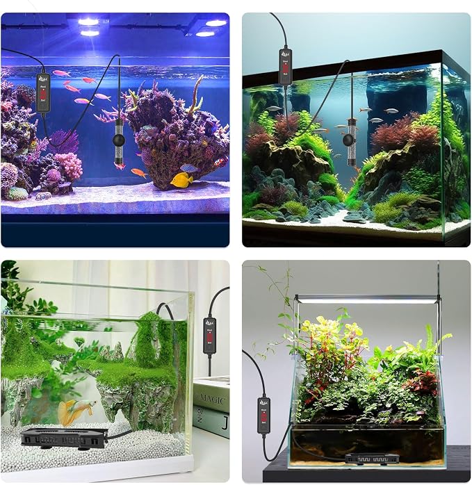 AQQA Small Aquarium Heater,Submersible Fish Tank Heater | Adjustable Temperature,Mini Short Dual-use Fish Heater with LED Digital Display Thermostat,Saltwater Freshwater 150W