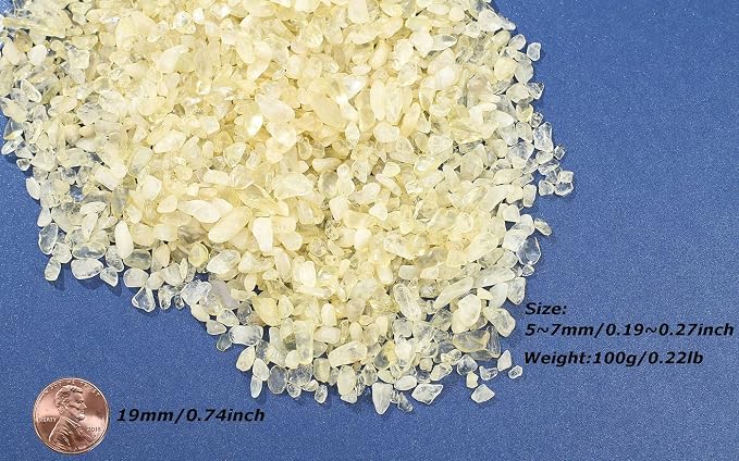 LAIDANLA Crushed Stone Crystal Chips Citrine Bulk Natural Gemstones Healing Reiki Crystals Mini Quartz Vase Filler Aquarium Gravel 100g