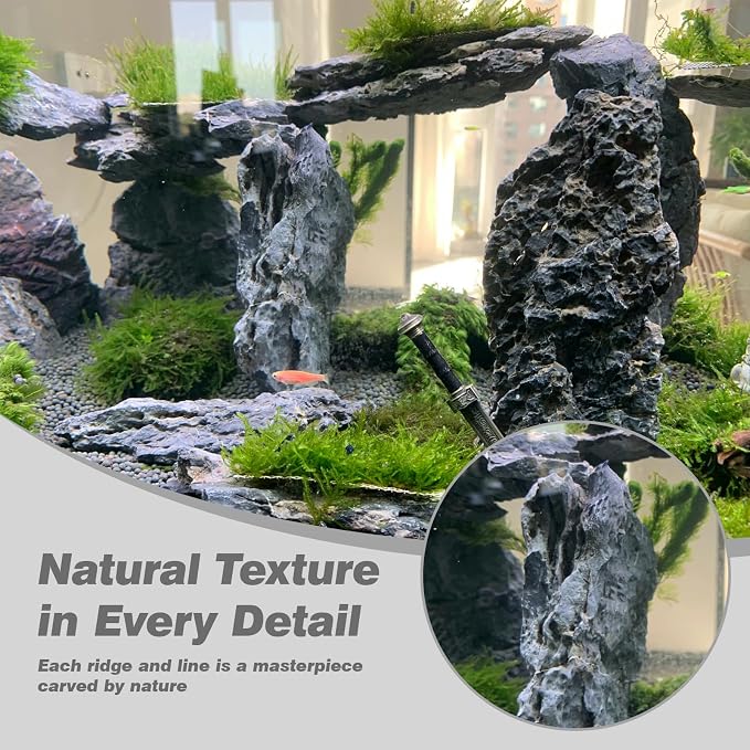 Unocho Seiryu Rock Aquarium Stones 11lb Natural Stone for Aquascaping Fish Tank Aquarium Landscaping Model Tank Decoration Miniature Fairy Garden(3-8 Inches)