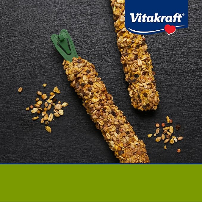 Vitakraft Crunch Sticks Rabbit Treat – 2 Sticks - Whole Grains And Honey Flavor Triple Baked With Natural Wood Chew Center - Added Vitamins And Minerals - Cage Clip Holder - Helps Prevent Cage Boredom
