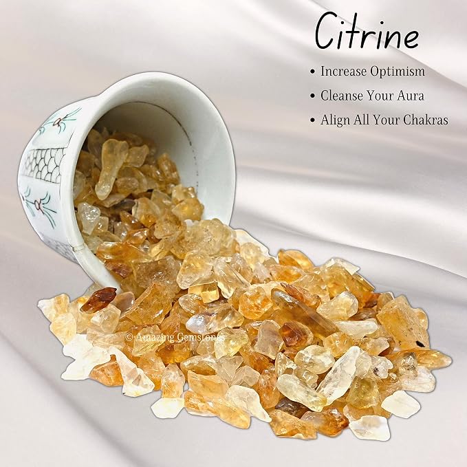 Citrine Crystal Chips Aquarium Gravel Rocks, A Grade | Bulk Fish Tank Gravel, Small Tumbled Stone Chips and Tiny Crystals for Decoration