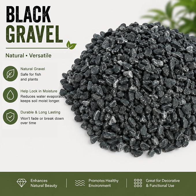 36 LBS Natural Gravel for Fish Tank, StoneCreek Betta Fish Aquarium Gravel, Vase Filler, River Rocks, Fish Tank Decorations, Perfect for Aquarium Decor, Fish Tank, Indoor Plant, Black