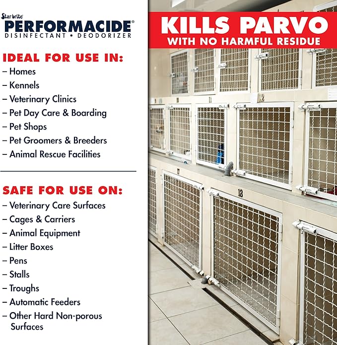 STAR BRITE Performacide 1 Gallon Refill (3 Pack) – Kills Parvo Virus, Ideal for Veterinary Hospitals & Kennels