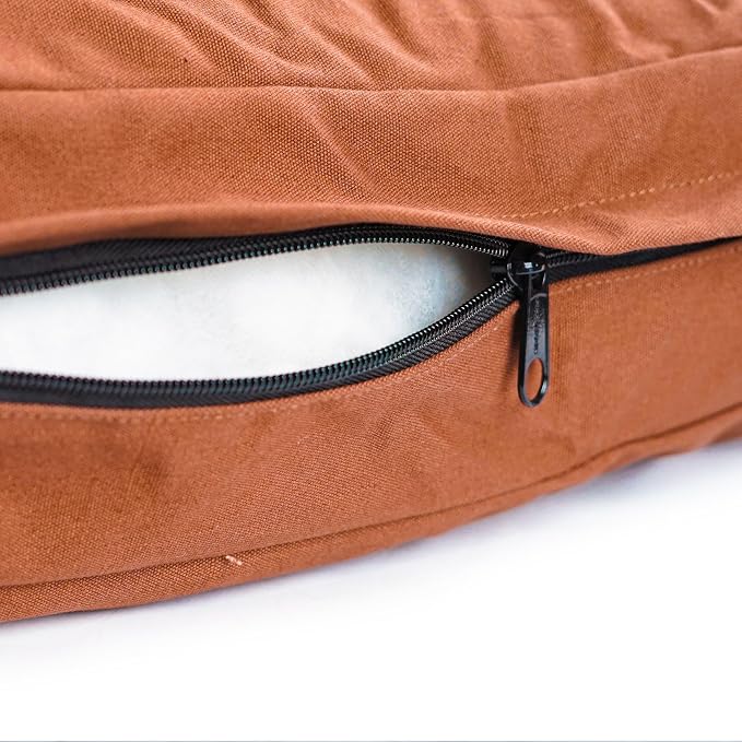 WHITEDUCK Outdoor Dog Bed Heavy-Duty 12oz Canvas, Water-Repellent Cotton, Machine Washable Removable Cover with Full-Length Zipper, Dog Bed for Large Dogs & Crate, (Brown) 35" Lx20 Wx4.3 th (M)