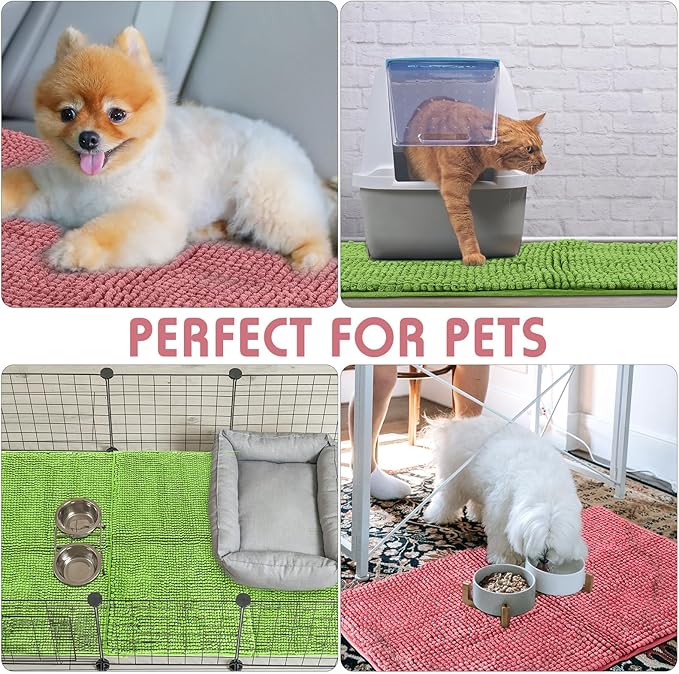 Amylove 4 Pcs Guinea Pig Cage Liner Washable Fleece Pee Pads Pet Dog Cat Bedding Training Mat for Small Animal Guinea Pig Puppy Bunny Hamster(16 x 24 Inch,Rectangular,Green Pink)