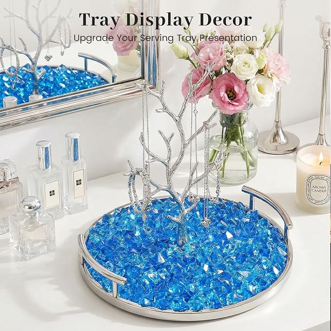 DOMESTAR Royal Blue Fake Ice Rocks,150 PCS Acrylic Crystal for Vase Fillers | Fake Diamonds for Table Centerpieces Birthday Party Decor, Fish Tanks Decor Table Scatter DIY Craft Supplies