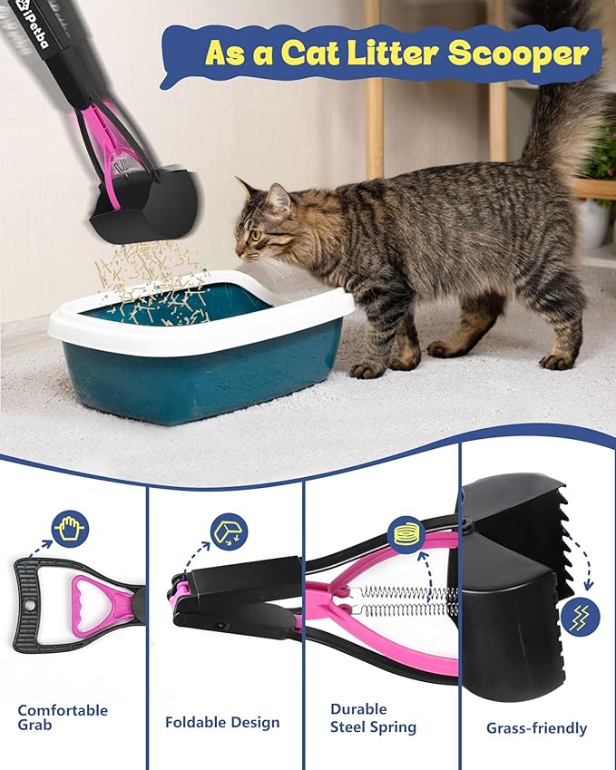 32 inch Pooper Scooper for Large Dogs – Long Handle Dog Poop Scooper for Yard, No Bending Save Back, Ease of Pickup, Grass Friendly, Sturdiness