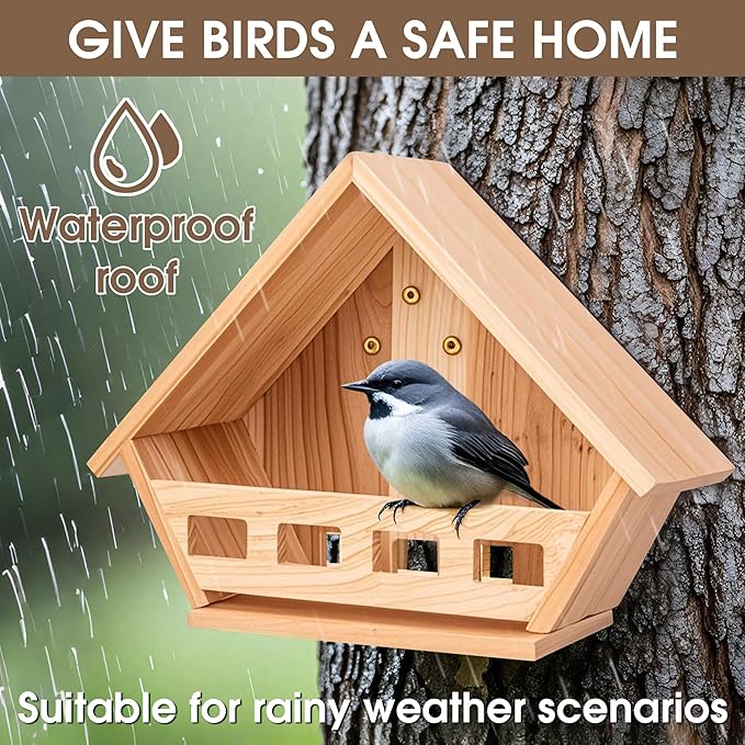 SWANGSA 2 Pack Cedar Mourning Dove Nesting Box, Wooden Birdhouses for Outdoor Doves and Other Small Birds