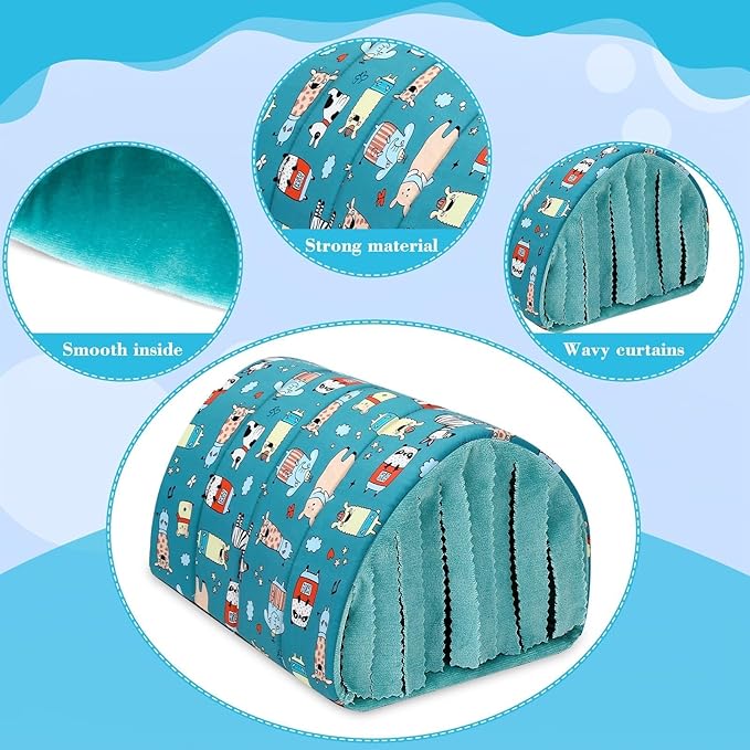 UPINS Guinea Pig Tunnel with Curtains, Small Animal Hideout Guinea Pig Bed Washable Small Animal House Cage Accessories for Mouse Chinchillas Hamsters Hedgehogs Ferrets Bearded Dragons and Rats