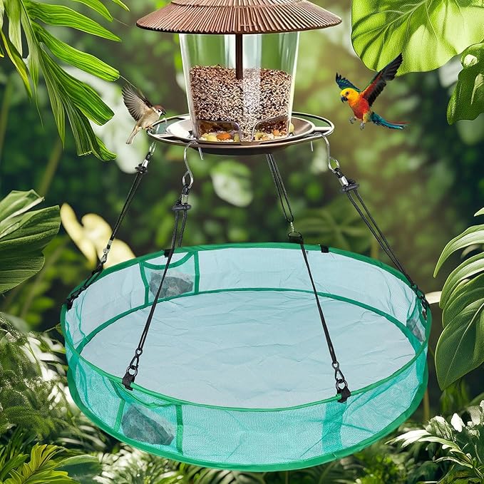 2Pcs Bird Seed Catcher for Outdoor Feeders, Bird Feeder Trays to Catch Seed, Upgraded Version Can Prevent Strong Winds. (20 inches)