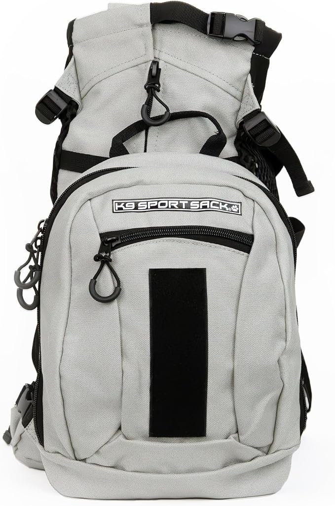 K9 Sport Sack Plus 2 - Large, Light Grey - Ideal for Dogs 20-22” Long - Adjustable, Backpack-Style Carrier with Multi-Functional Storage Pack, Thick Shoulder Straps & Padded Back Panel