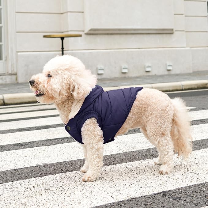 Vecomfy Fleece Lining Extra Warm Dog Hoodie in Winter for Large Dogs Jacket Pet Coats with Hooded,Blue XXXL