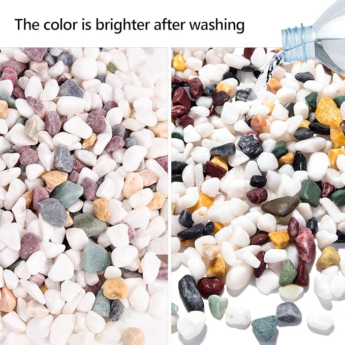 Boniosz 2LB Succulent and Cactus Gravel Pebbles, 1/4 Inch - 1/3 Inch Natural Decorative Polished Stones, River Rocks for Plants, Aquariums, Vases, Terrarium and Outdoor Gardening, 5 Mixed Colors