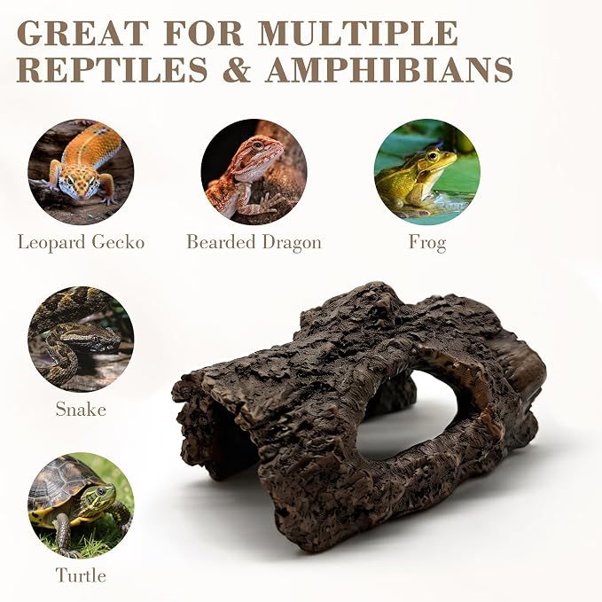 Small Resin Aquarium Hideout Log Decoration Cave, Tree Trunk Fish Tank Decor Ornament
