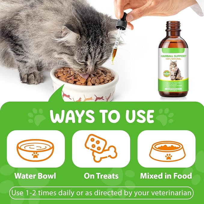 Hairball Relief for Cats, Natural Cat Hairball Treatment with Natural Ingredients & Vitamins - Kitten Furball Treatment, Supports Skin & Coat, Digestion, Immune Support for All Cats (2)