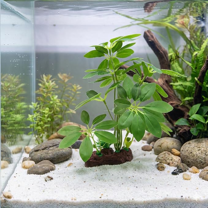 JGbaby Artificial Aquarium Plants,Fish Tank Decorations Betta Leaf Hammock Driftwood 10in Realistic Silk & Plastic Plants, Hideout Decor for Betta. Goldfish,Reptiles,Small Tanks (Green Type-I)