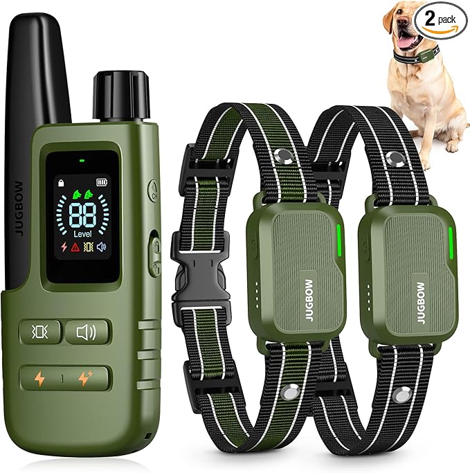Jugbow Dog Shock Collar for 2 Dogs- Dog Training Collar with Remote 4200FT, IPX8 Waterproof Electric Dog Collar with 4 Training Modes, Security Lock, Rechargeable eCollar for 10-120lbs Dogs