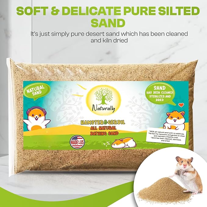 (8 Pound Bag) Hamster or Gerbil Bathing Sand Litter- All Natural Dry Desert Sand