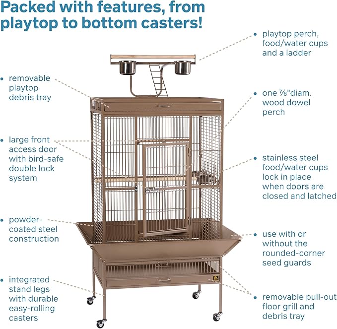 Prevue Hendryx Pet Products Wrought Iron Select Bird Cage 3153COCO, Coco Brown, 30-Inch by 22-Inch by 63-Inch