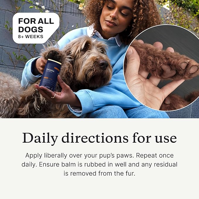 PetLab Co. Paw Balm - Moisturizing Dog Paw Care for Dry Cracked Pads, Supports and Softens Skin, Easy-to-Apply Wax, 2.4 Ounce