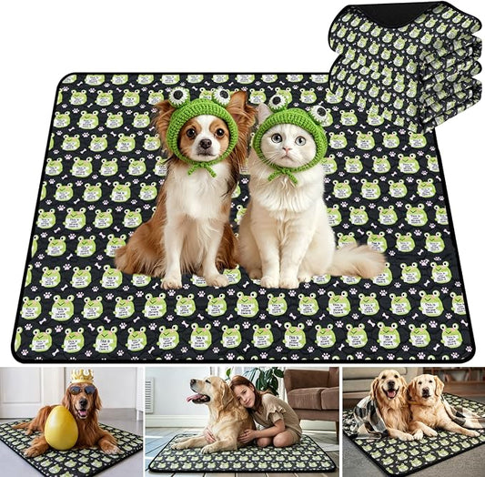Washable Pee Pads for Dogs,2 Pack Reusable Puppy Training Pads-Funny Frog Print,Odor Resistant Super Absorbent,for Crate,Playpen,Floor,Whelping & Housebreaking