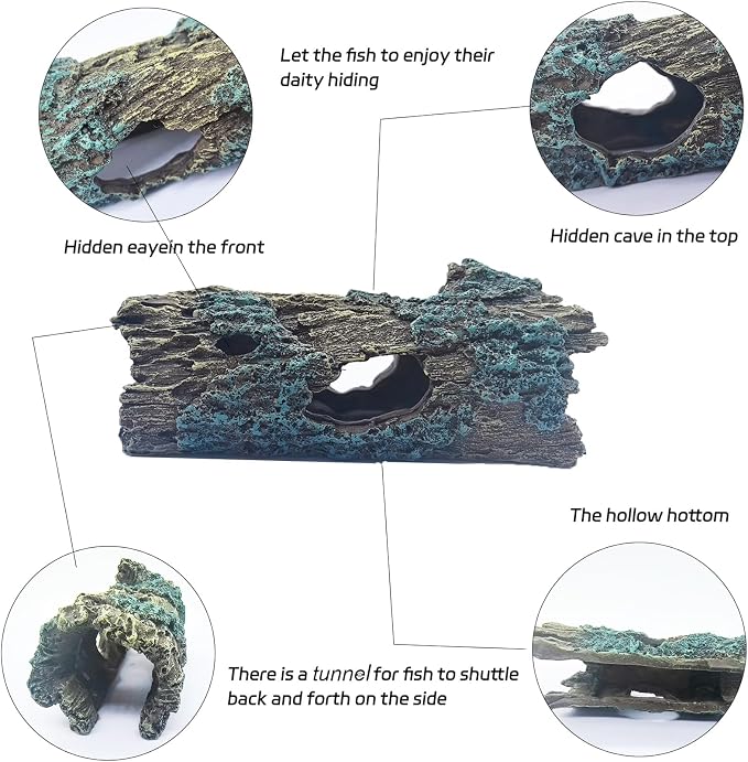 Tfwadmx Reptile Hide Cave Small Resin Aquarium Deoration Cave Hollow Tree Trunk Log Fish Tank Ornament Hideout for Small Reptile Gecko Tarantula Fish Shrimp7.3 * 2.7 * 2.7IN