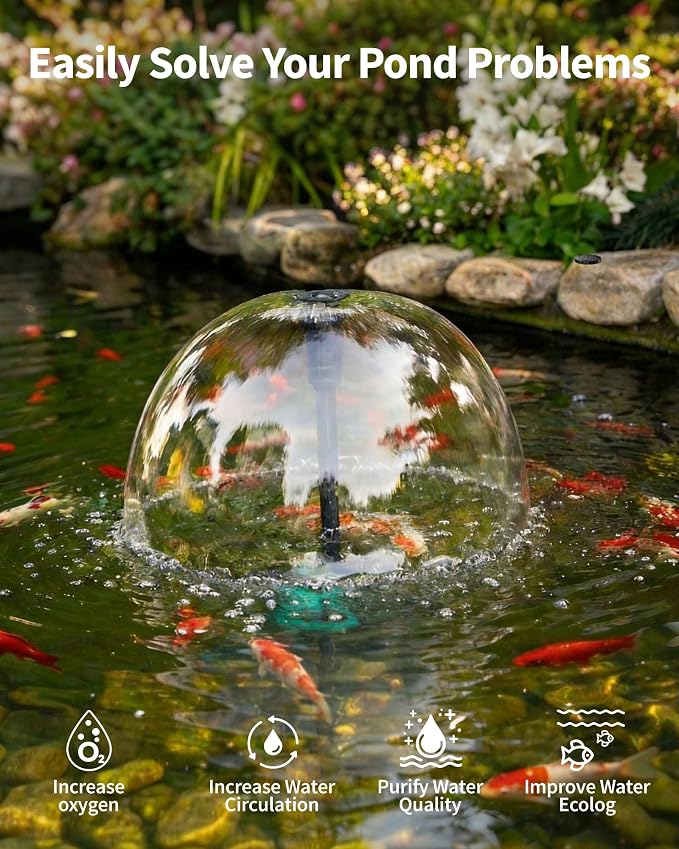 Pond Pump with LED Lights, 660GPH Submersible Pump RGB Pond Filter System with Adjustable Height & Water Flow for Garden Pond Fish Tank Day & Night Pond Decoration -P1104D